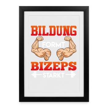 Éducation à la salle FAÇONNE LES BICEPS RENFORCE LE PLAISIR - Affiche encadrée (27 × 37 cm) - noir - Devant