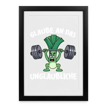 Les haltérophiles CROIENT EN L’INCROYABLEMENT DRÔLE - Affiche encadrée (27 × 37 cm) - noir - Devant