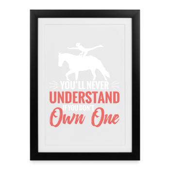 Cheval de saut cheval Cheval cheval amant du cheval - Affiche encadrée (27 × 37 cm) - noir - Devant