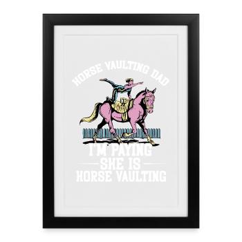Cheval de saut, Gymnastique Cheval équestre - Affiche encadrée (27 × 37 cm) - noir - Devant