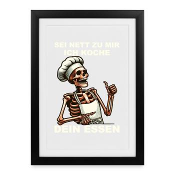 Funny Skeleton Chef Outfit - Be Kind to Me - Framed poster (27 × 37 cm) - black - Front