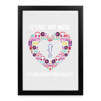 Ce n’est pas juste la musique qui s’échappe de la réalité - Affiche encadrée (27 × 37 cm) - noir - Devant