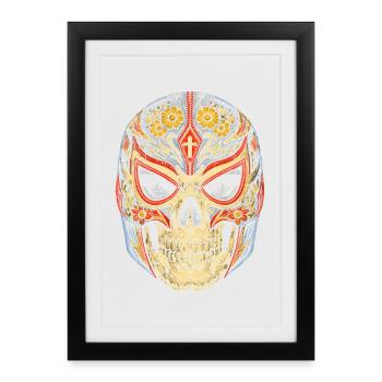 Lucha Libre Luchador Dias De Los Muertos - Affiche encadrée (27 × 37 cm) - noir - Devant