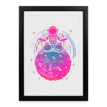 Psychedelic Astro Drummer Planet - Framed poster (27 × 37 cm) - black - Front