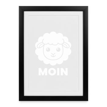 Schaf Moin Minimal Illustration - Gerahmtes Poster (27 × 37 cm) - Schwarz - Vorne