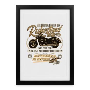 Légende, retraite, retraite, moto, 2026 - Affiche encadrée (27 × 37 cm) - noir - Devant