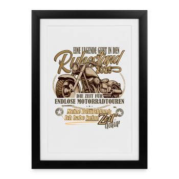 Retraite, retraite, moto, 2026 - Affiche encadrée (27 × 37 cm) - noir - Devant