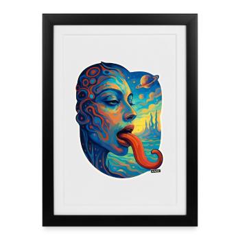 Cosmic art with tongue - Framed poster (27 × 37 cm) - black - Front