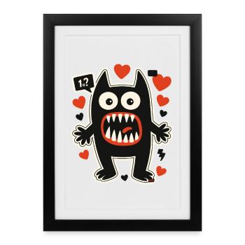 Heart Monster with Huge Teeth - Framed poster (27 × 37 cm) - black - Front