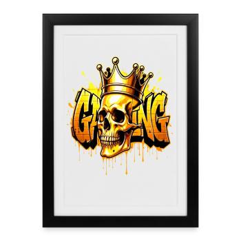 Or de Crâne de Graffiti Gaming - Affiche encadrée (27 × 37 cm) - noir - Devant