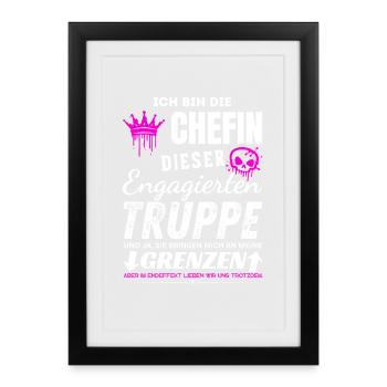 Chefin dieser Engagierten Truppe Chefin Geschenke - Gerahmtes Poster (27 × 37 cm) - Schwarz - Vorne