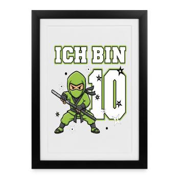 I'm 10 Ninja 10th Birthday Green - Framed poster (27 × 37 cm) - black - Front
