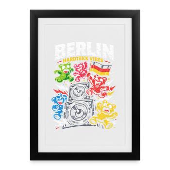 Berlin Hardtekk Tekke Allemagne de l’Est - Affiche encadrée (27 × 37 cm) - noir - Devant