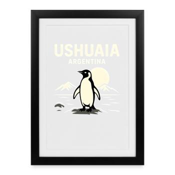 Ushuaia Argentina Penguin - Framed poster (27 × 37 cm) - black - Front