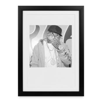 Cat rapper street style - Framed poster (27 × 37 cm) - black - Front
