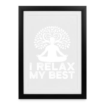 Passionnés de Pilates, je me détends au mieux de mon Pilates - Affiche encadrée (27 × 37 cm) - noir - Devant