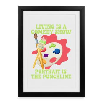 Le portrait graphique du peintre artiste est la chute - Affiche encadrée (27 × 37 cm) - noir - Devant