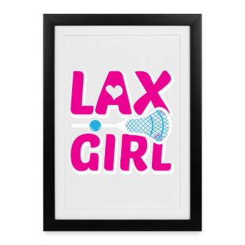 Design de lacrosse rose Lax Girl - Affiche encadrée (27 × 37 cm) - noir - Devant