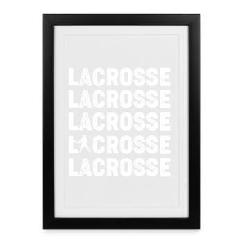 Lacrosse Texte Répété Conception en gras - Affiche encadrée (27 × 37 cm) - noir - Devant