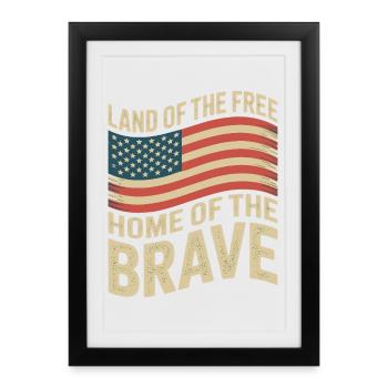 Land of the Free - USA Vintage Flag - Framed poster (27 × 37 cm) - black - Front