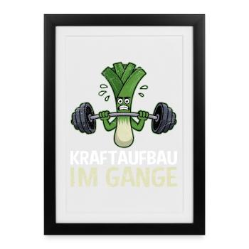 Weightlifters STRENGTH BUILDING IN PROGRESS Fun - Framed poster (27 × 37 cm) - black - Front