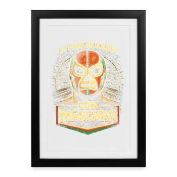 Lucha Libre Luchador La Vida Es Mejor Con Mascara - Affiche encadrée (27 × 37 cm) - noir - Devant