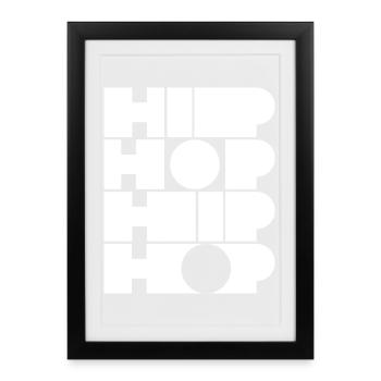 Fettgedruckte Block-Hip-Hop-Typografie - Gerahmtes Poster (27 × 37 cm) - Schwarz - Vorne