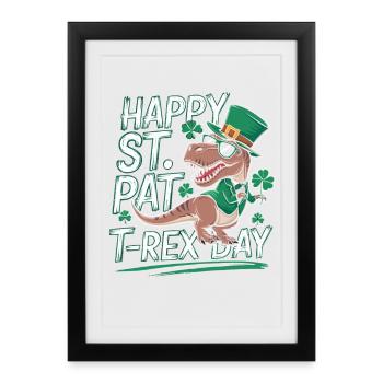 T-Rex for St. Patrick's Day - Framed poster (27 × 37 cm) - black - Front