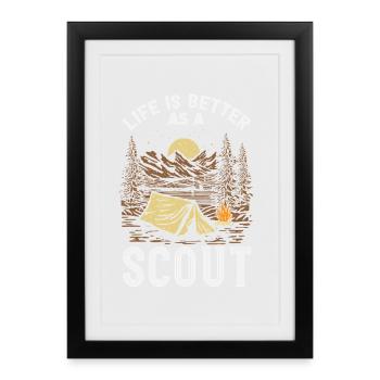 Life Is Better Than a Boy Scout Camp Tent - Framed poster (27 × 37 cm) - black - Front