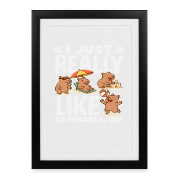 J’aime juste les capybaras, vraiment mignons, drôles - Affiche encadrée (27 × 37 cm) - noir - Devant