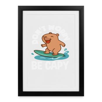 Capybaras Cute Funny Animal - Framed poster (27 × 37 cm) - black - Front