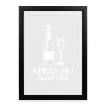 Après Ski Social Club Bavaria Skiing - Affiche encadrée (27 × 37 cm) - noir - Devant