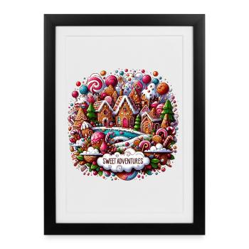 Paysage de l’Avent de Sweet Village Dream - Affiche encadrée (27 × 37 cm) - noir - Devant