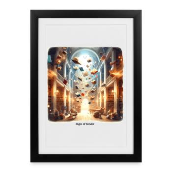 Library Magic: Flying Books - Framed poster (27 × 37 cm) - black - Front