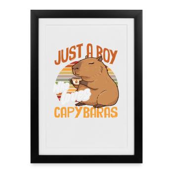 Juste un garçon qui aime les capybaras mignon, drôle - Affiche encadrée (27 × 37 cm) - noir - Devant