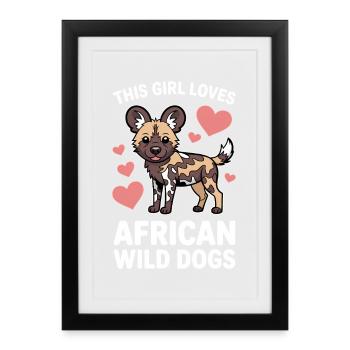 Cadeau amusant des expressions du chien sauvage africain - Affiche encadrée (27 × 37 cm) - noir - Devant