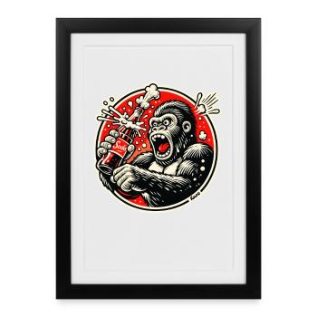 Soda gorilla in retro comic - Framed poster (27 × 37 cm) - black - Front