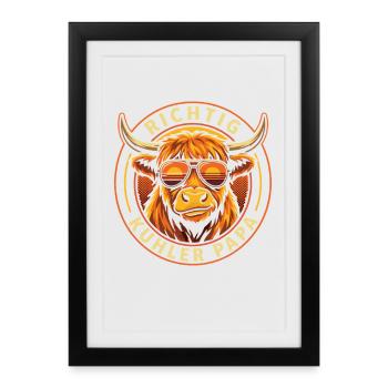 Vraiment cool Papa Fête des Pères Highland Cattle - Affiche encadrée (27 × 37 cm) - noir - Devant