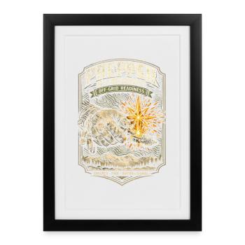 Abri survivaliste Prepper Eau de feu - Affiche encadrée (27 × 37 cm) - noir - Devant