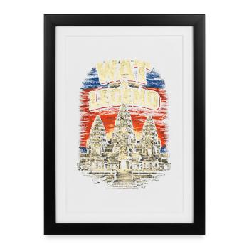 Cambodge Wat cambodgien Une légende - Affiche encadrée (27 × 37 cm) - noir - Devant