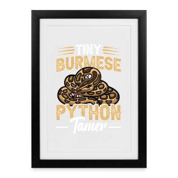  Python Tamer Snake Terrarium Reptile Keeper - Framed poster (27 × 37 cm) - black - Front