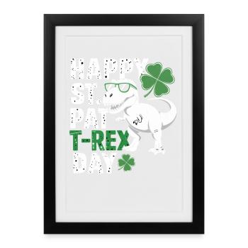 T-Rex pour la Saint-Patrick - Affiche encadrée (27 × 37 cm) - noir - Devant