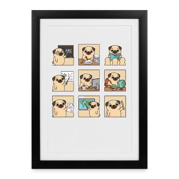 Funny Pug Teacher ABC STORY TEACH A Plus - Framed poster (27 × 37 cm) - black - Front