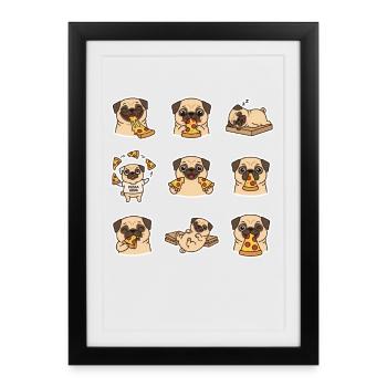Pug Pizza King Funny Pizza Lover - Framed poster (27 × 37 cm) - black - Front