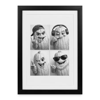 Personnages citrouilles avec style - Affiche encadrée (27 × 37 cm) - noir - Devant