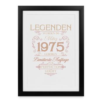 51st Birthday Gift March 1975 Vintage Retro - Framed poster (27 × 37 cm) - black - Front