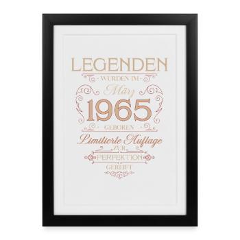 61st Birthday Gift March 1965 Vintage Retro - Framed poster (27 × 37 cm) - black - Front