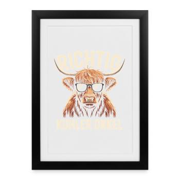 Cadeau de bétail Oncle Highland Right Cool - Affiche encadrée (27 × 37 cm) - noir - Devant