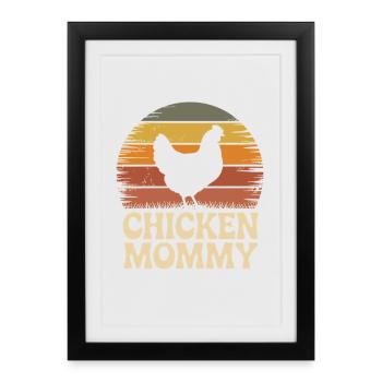 Poulet Maman Poulets Maman Maman Femme de fermier Fête des Mères Poulet pour la fête des mères - Affiche encadrée (27 × 37 cm) - noir - Devant