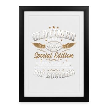 56e anniversaire cadeau Mari Vintage mars 1970 - Affiche encadrée (27 × 37 cm) - noir - Devant